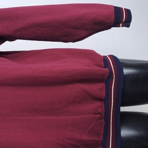 Vintage90s ONEITA Vneck burgundy & blue trim men's LG casual pullover sweatshirt - Picture 3 of 5